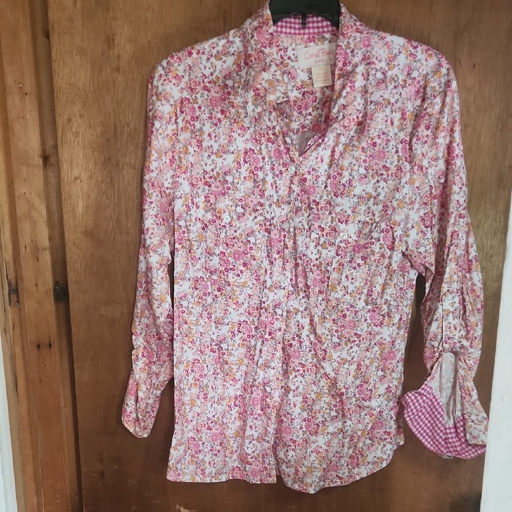 Coral Bay Pink Floral Button-Down Shirt